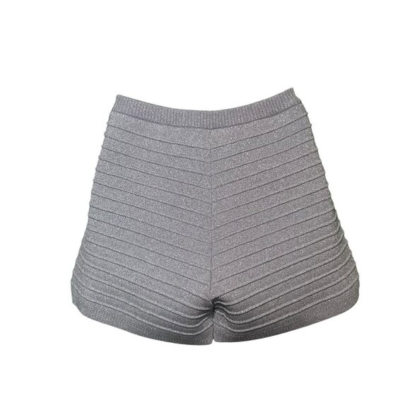 Retrofête Sandra Knit Metallic Silver High Waist Shorts XS Est - Picture 5 of 5